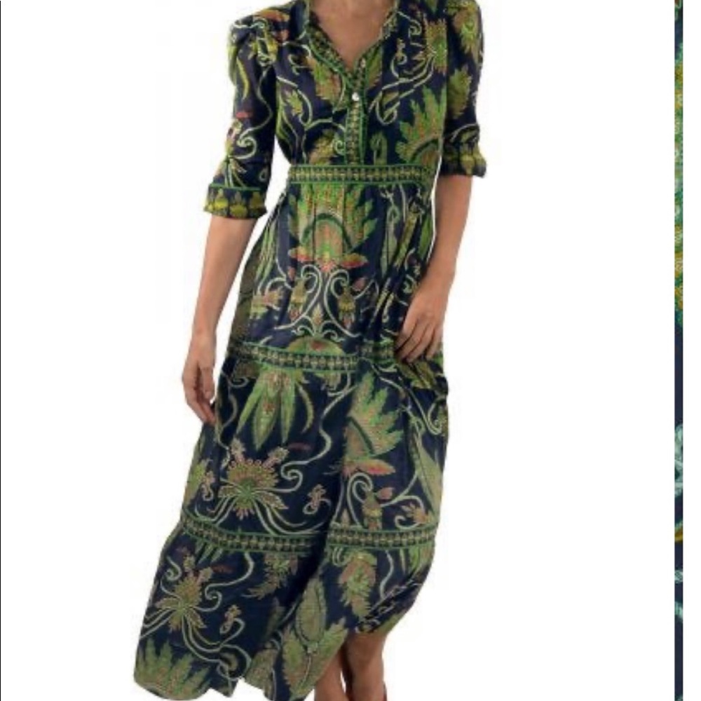 Gretchen Scott Midi Dress Navy and Green Size XS